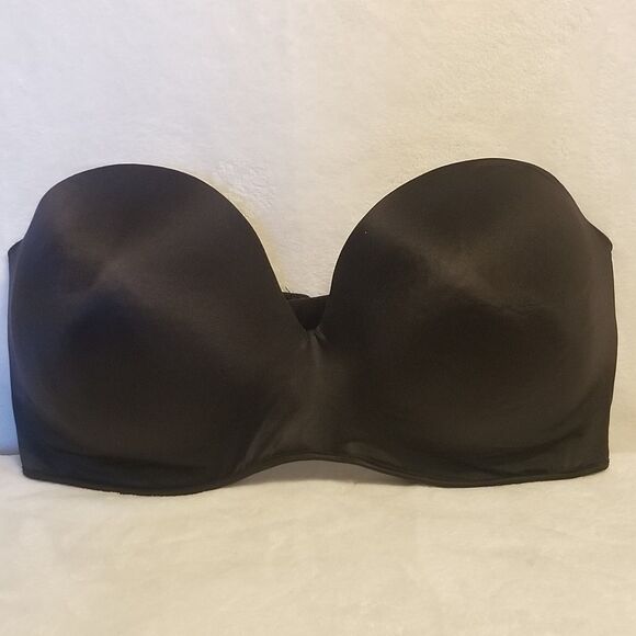 Cacique 42H Strapless Bra Black Underwire Support Grip Padded Classic - Picture 1 of 7